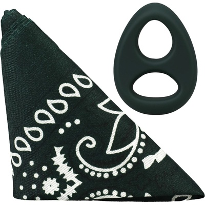 Doc Johnson ROCK SOLID The CODE Silicone Cockring with Bandana Hunter Green - erekční kroužek se šátkem