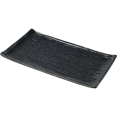 MIJ Servírovací talíř CONTOUR 24 x 15 cm černá keramika