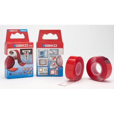 Geko Power Obojstranná transparentná lepiaca extra silná páska 19 mm x 1,5 m