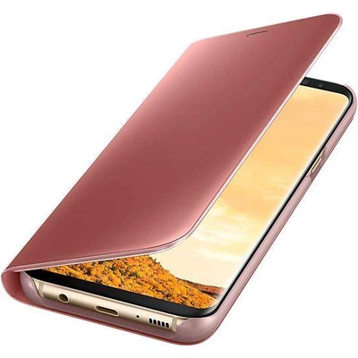 Samsung Clear View Stand Cover EF-ZG955CPEGWW - оригинален кейс с поставка, през който виждате информация от дисплея за Samsung Galaxy S8 Plus (розов)