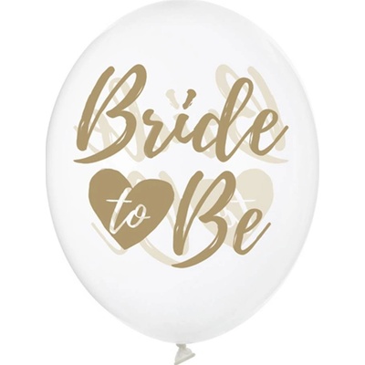PartyDeco Balonek latex průhledný nápis Bride to Be zlatý 30 cm