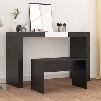 Image 1 of vidaXL Табуретка за тоалетка, черна, 70x35x45 см, инженерно дърво (802814)