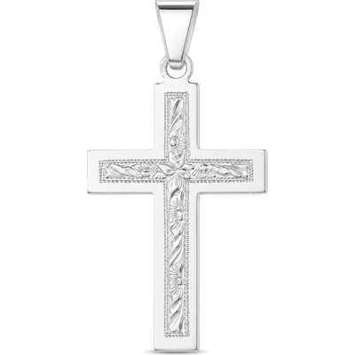 Argento Stříbrný přívěsek křížek s ručním gravírem 86007
