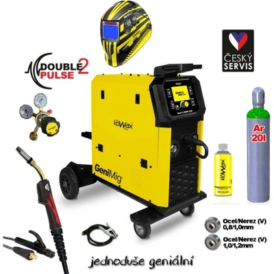 Kowax SET 4 GeniMig 350DP LCD 5" MIG/MAG/LiftTIG + zváracia kukla KWX730MAX2,5! + redukčný ventil MAX Ar+Co2 ECO + tlaková fľaša ARGON+C18 + separačný sprej