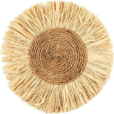 Intesi kulatá nástěnná dekorace z rafie 37 cm přírodní boho ozdoba do obýváku