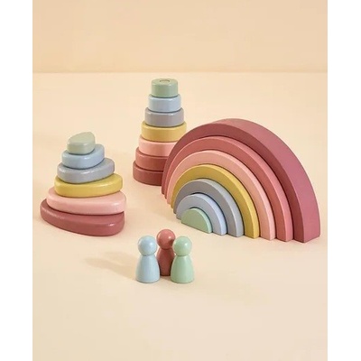 Derrson 3 v 1 dřevěný Montessori set duhový