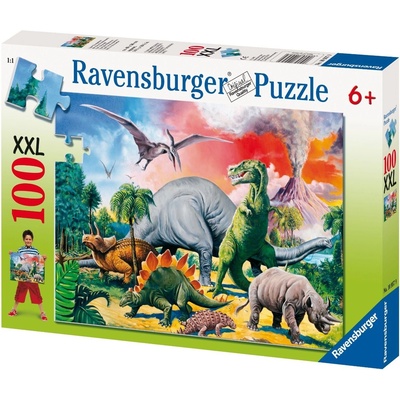 Ravensburger Пъзел Ravensburger от 100 XXL части - С динозаврите (10957)