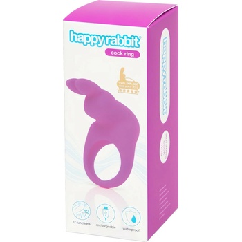 Happyrabbit Cock Kit - vibračný krúžok na penis s úložným vreckom fialový