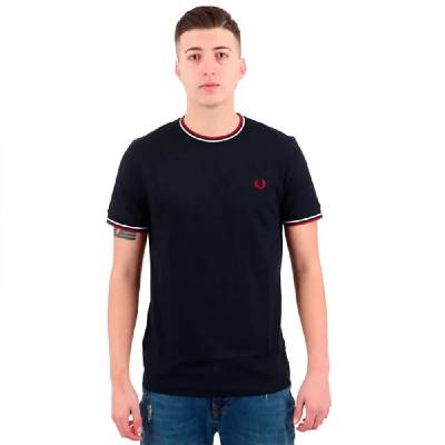 Тениска Fred perry Twin Tipped short sleeve T-shirt - Blue (Navy / Snow White / Bnt Red)