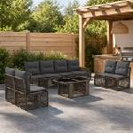 vidaXL Градински Софа Комплект 9 бр. Сив и тъмен сив полиратан (3436931)