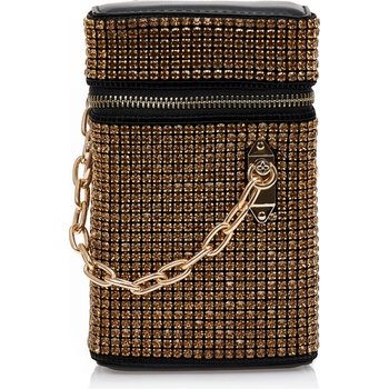 Tsoukalas Малка дамска чанта в златист цвят, от изкуствена кожа с кристали, с каишка и верижка