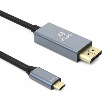 DeTech Кабел DeTech, USB C(м) към DP(м), 1.8m, 8К, черен (DF18398)