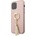 GUESS Saffiano Hard Case With Ring Stand - дизайнерски кожен кейс с пръстен против изпускане за iPhone 12, iPhone 12 Pro (розов)