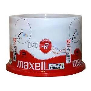 Maxell DVD-R MAXELL, 4, 7 GB, 16x, Printable, 50 pk cake box (ML-DDVD-R-50PR) - hits