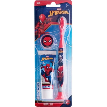 Marvel Spiderman zubní pasta Spiderman 25 ml + zubní kartáček Spiderman 1 ks + kryt na zubní kartáček Spiderman 1 ks darčeková sada