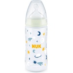 Nuk Шише със силиконов биберон Nuk - First Choice, Night, Звезди, TC, 6-18 месеца (10741142-Звезди)
