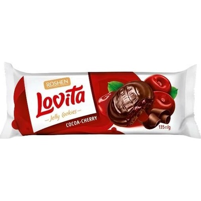 Roshen Lovita kakaové piškoty v čokoládě s želé s višňovou příchutí 135 g