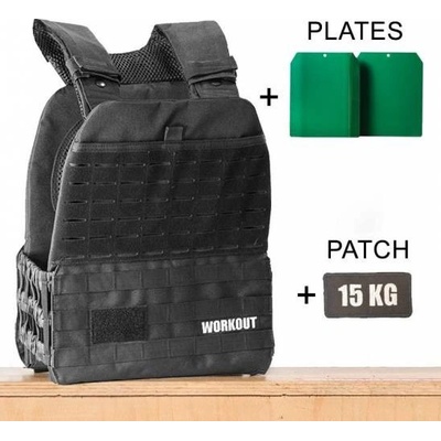 Zátěžová taktická plátová vesta 15 kg WORKOUT 3.0 + nášivka