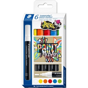 STAEDTLER Комплект маркери Staedtler Lumocolor Paint 349, акрилни, 6 цвята (31096-А)