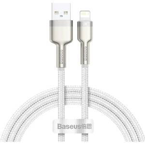 Baseus USB към Lightning кабел, 2.4A, 480Mbps, 1m - Baseus Cafule Series Metal (CALJK-A02) - Бял