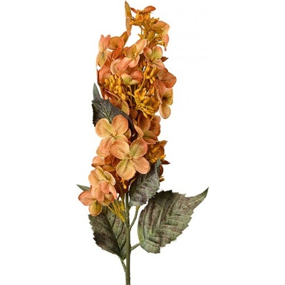 Dekorácia oranžová umelá kvetina hortenzie - 10*8*71 cm - Clayre & Eef