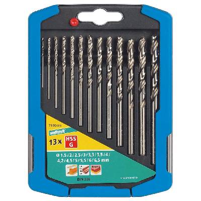 Wolfcraft Sada 13ks špirálové vrtáky do kovu HSS o1,5-6,5mm 7100000