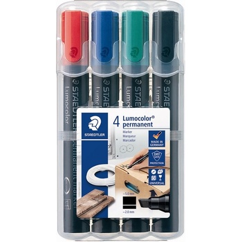 Image 1 of STAEDTLER Маркер Staedtler Lumocolor Permanent скосен 2-5мм, асортимент (4) (350 WP4)