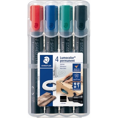 STAEDTLER Маркер Staedtler Lumocolor Permanent скосен 2-5мм, асортимент (4) (350 WP4)