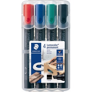 STAEDTLER Маркер Staedtler Lumocolor Permanent скосен 2-5мм, асортимент (4) (350 WP4)