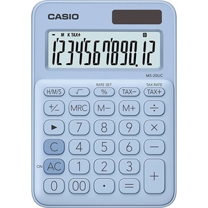 Casio Настолен калкулатор casio ms 20 uc 12 цифри светлосиньо 45013244 (45013244) Калкулатори