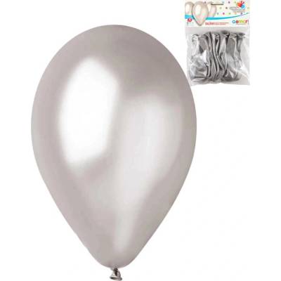 Gemar metalické strieborné latexové balóniky 26 cm sada