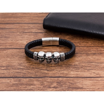 Predator kožený náramek Q1 lebky BXG6093