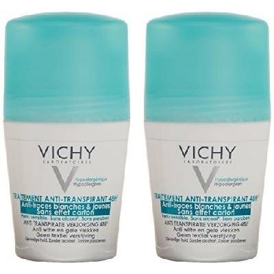 Vichy Traitement Anti-Transpirant 48H Roll-on (2 ks) - 48hodinový guličkový antiperspirant proti bielym a žltým škvrnám 50 ml