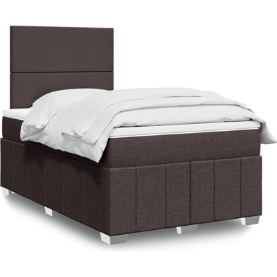 vidaXL Box spring postel s matrací tmavě hnědá textil