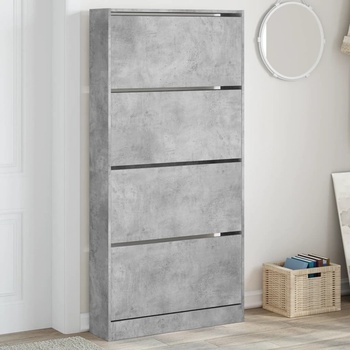 Image 1 of vidaXL Шкаф за обувки с 4 флип чекмеджета бетонно сив 80x21x163, 5 см (3214367)