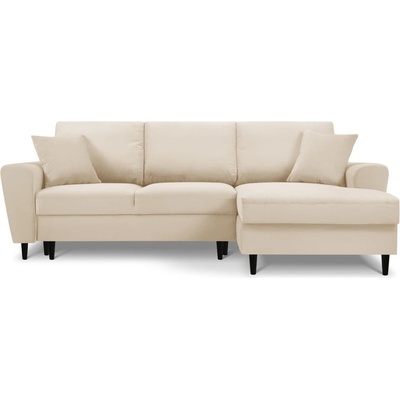 Cosmopolitan Design Бежов разтегателен ъглов диван с място за съхранение от рипсено кадифе (десен ъгъл) Kyoto - Cosmopolitan Design (COS_RCF_72_F1_KYOTO1)