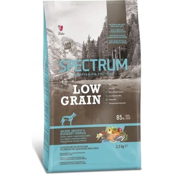 LIDER Spectrum Low Grain Salmon, Anchovy & Blueberry Medium & Large Breeds Adult Dog - Пълноценна храна за израснали кучета от средни и едри породи със сьомга, аншоа и боровинки - 2, 5 кг, Турция