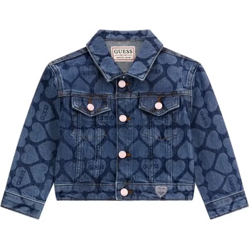 GUESS Деним яке памук за мини момиче със сърца и надписи Guess