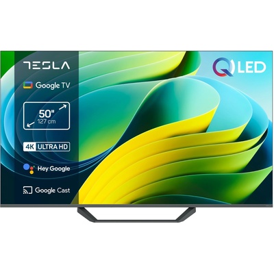 Смарт телевизор Tesla - Q50E655GUS, 50'', 4K, QLED, UltraHD, HDR10, Dolby vision, Google TV, сив (Q50E655GUS)