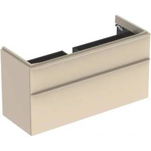 Geberit Долен шкаф Geberit Smyle Square за стенен умивалник, пясъчно сив, 2 чекмеджета, 119 см (500.355.JL.1)