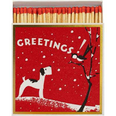 Archivist Zápalky Winter Greetings, červená barva, dřevo, papír
