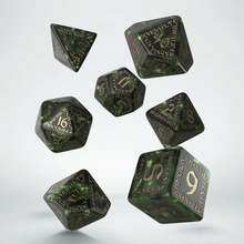 Q-Workshop Kocky Runic Bottle Green/Gold dice set 7ks
