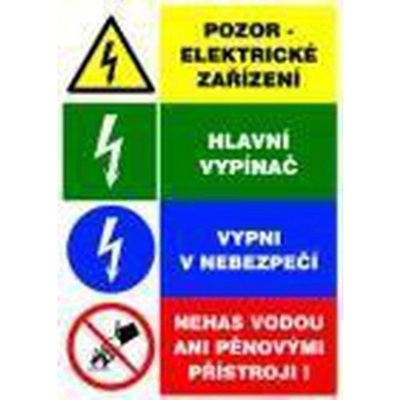 Manutan Informační bezpečnostní tabulka - Kombinace čtyř výstražných tabulek k elektrickému zařízeni, samolepicí fólie