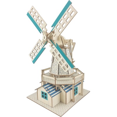 Woodcraft Drevené 3D puzzle Holandský veterný mlyn 77 ks