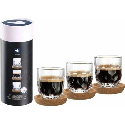 Leonardo poháre na espresso s tanierikmi Gocce 6 x 60 ml