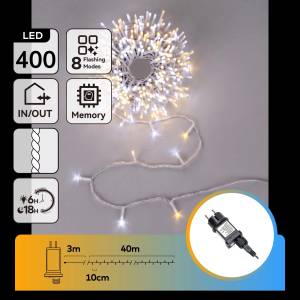 Aigostar - LED външна коледна гирлянда 400×LED/8 функции 43m IP44 топла/студена бяла (AI3125)