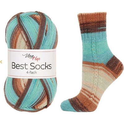 Pletací příze Best Socks samovzorovací / ponožkovka 100 g Varianta: 26 (7409) tyrkys, Balení: 1 ks 53648/133793/279075