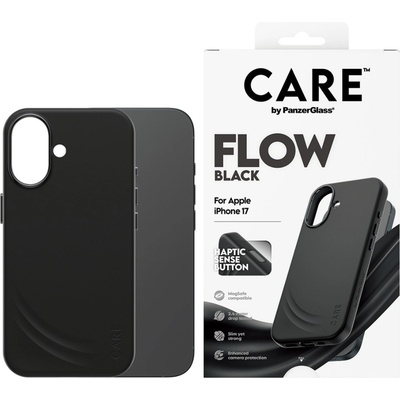 Panzer Гръб Care by PanzerGlass за iPhone 17, FLOW Case w haptic button - Черен