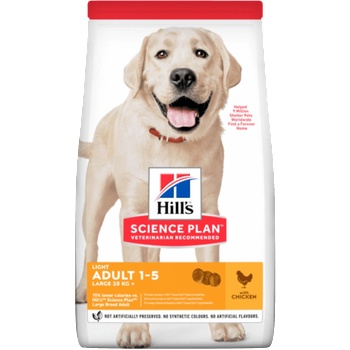 Hill's Hills Science Plan Adult Light Large Breed Chicken за едри породи над, с понижени енергийни нужди 12+2kg