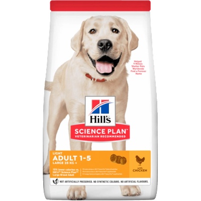 Hill's Hills Science Plan Adult Light Large Breed Chicken за едри породи над, с понижени енергийни нужди 12+2kg